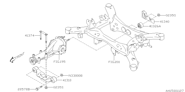2017 Subaru Impreza Differential Member Assembly Diagram for 41310FL00A