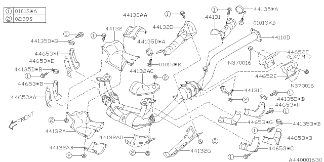 2018 Subaru Impreza Exhaust Cover Complete Diagram for 44651AF38A