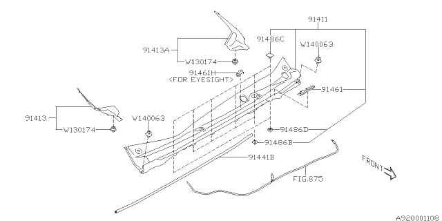 2018 Subaru Impreza Cover Joint Diagram for 91461FL10A