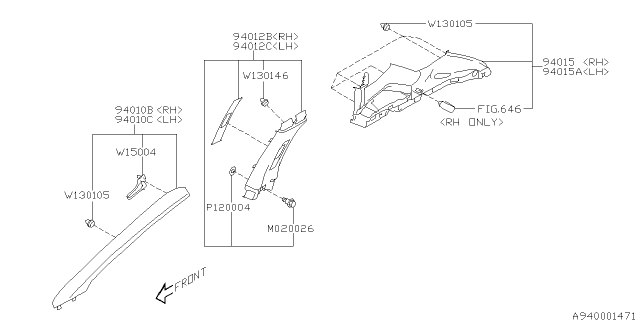 2018 Subaru Impreza Trim Panel Assembly D Pillar Right Diagram for 94015FL00AME