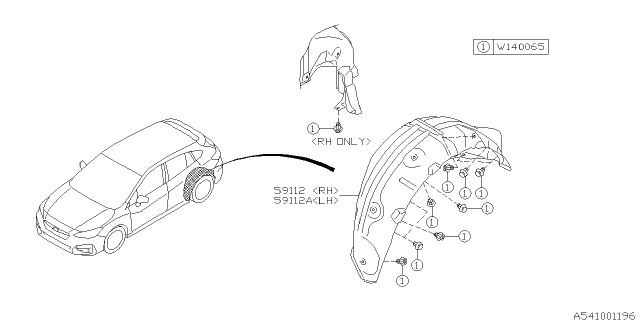 2017 Subaru Impreza Mud Guard Rear Right Diagram for 59122FL00A