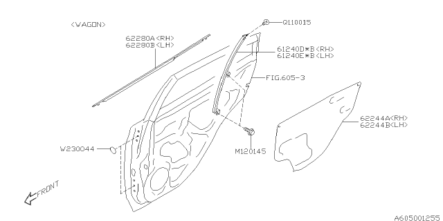 2021 Subaru Impreza Door Sealing Cover Rear L Diagram for 62244FL03A