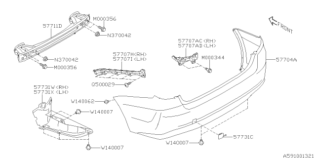 2018 Subaru Impreza Rear Bumper Diagram 1