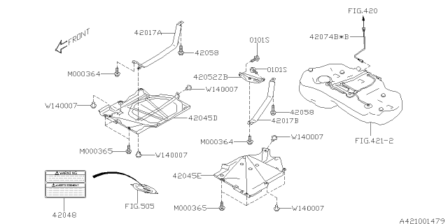 2018 Subaru Impreza Band Tank Assembly Right Diagram for 42017FL02A