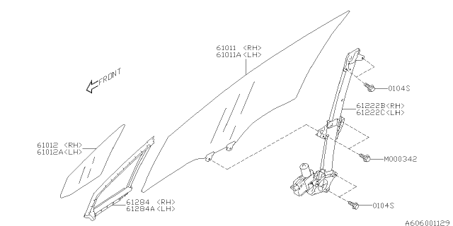 2021 Subaru Impreza Glass-Front Door PARTIT Diagram for 61012FL11A