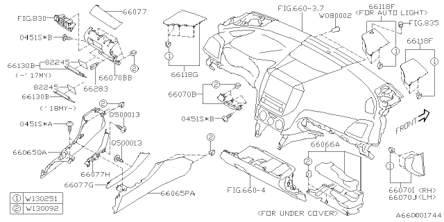 2019 Subaru Impreza ORN Panel Assembly CSL RH Diagram for 66077FL300VH