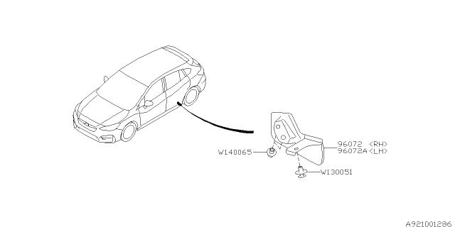 2017 Subaru Impreza Plate Air Flap Rear RH Diagram for 96072FL060