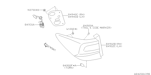 2018 Subaru Impreza Packing Left Diagram for 84940FL07A