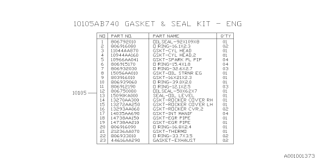 2019 Subaru Impreza Engine Assembly Diagram 4