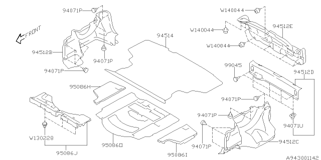 2019 Subaru Impreza Trunk Room Trim Diagram 1