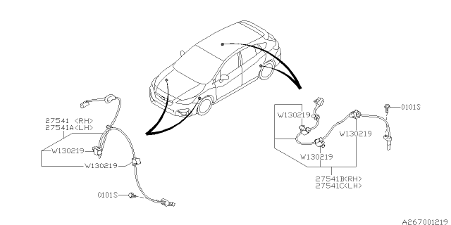 2017 Subaru Impreza Sensor Sub Assembly Rear LH Diagram for 27540FL13A