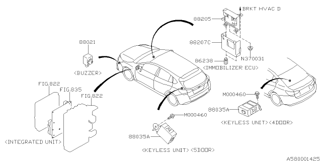 2020 Subaru Impreza Key Kit & Key Lock Diagram 5