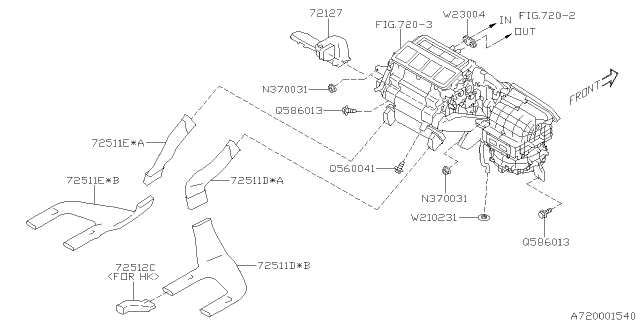 2018 Subaru Impreza Duct Assembly Rear Heater Front Diagram for 72511FL01A