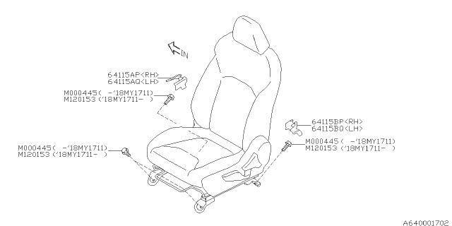 2018 Subaru Impreza Cover Bolt Rear Inner Left Diagram for 64115FL01AVH