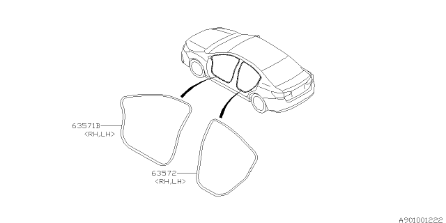 2021 Subaru Impreza Weather Strip Diagram 1