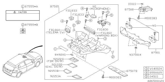 2020 Subaru Impreza Cover Switch Sun Diagram for 92156FL01AJC