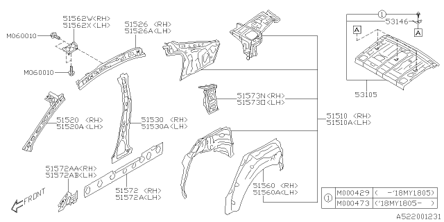 2019 Subaru Impreza Panel COMPL R SIA Diagram for 53105FL00B9P