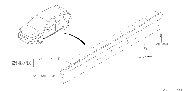 2019 Subaru Impreza Spoiler ASSEMBL Side Right Diagram for 96051FL00ANN