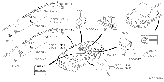 2018 Subaru Impreza Air Bag Diagram 1