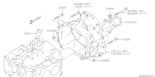2019 Subaru Impreza Timing Hole Plug & Transmission Bolt Diagram 1