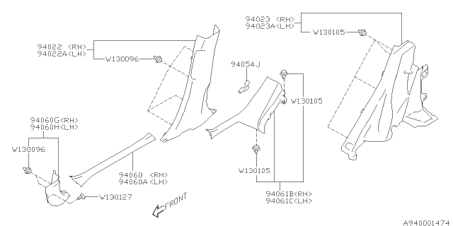 2018 Subaru Impreza Inner Trim Diagram 1