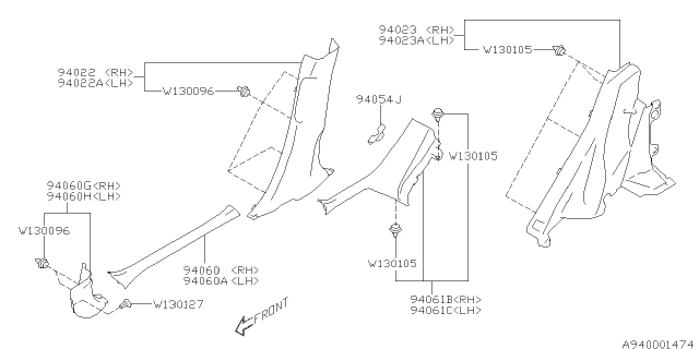 2019 Subaru Impreza Inner Trim Diagram 1