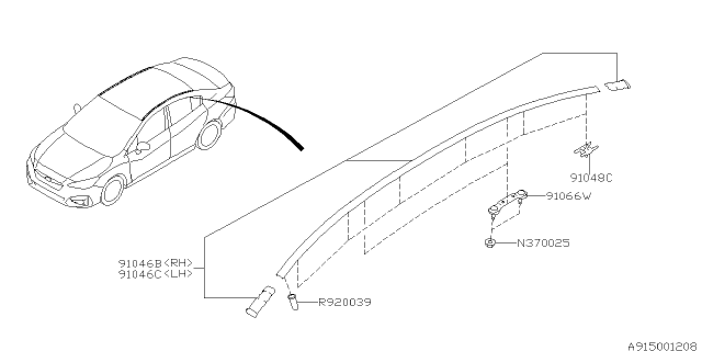 2019 Subaru Impreza Molding Diagram 1