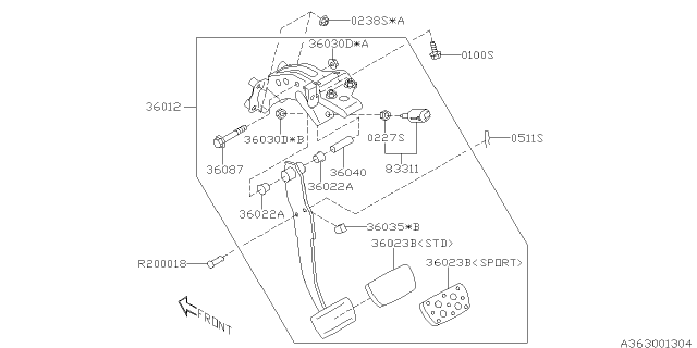 2018 Subaru Impreza Pedal System Diagram 3