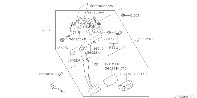 2021 Subaru Impreza BUSHING Diagram for 36022FL00A