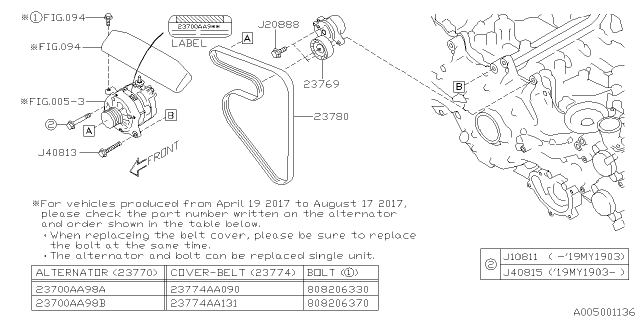 2019 Subaru Impreza Timing Hole Plug & Transmission Bolt Diagram 3