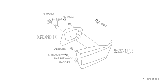 2021 Subaru Impreza Lens & Body Rear FINISHER Diagram for 84912FL13A