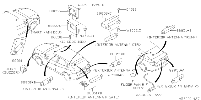 2021 Subaru Impreza Id Code Box Assembly Diagram for 88255FL101