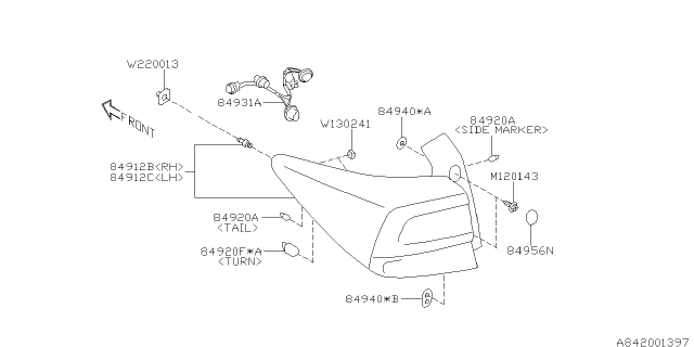 2017 Subaru Impreza Lens & Body Rear COMBINAT Diagram for 84912FL05A