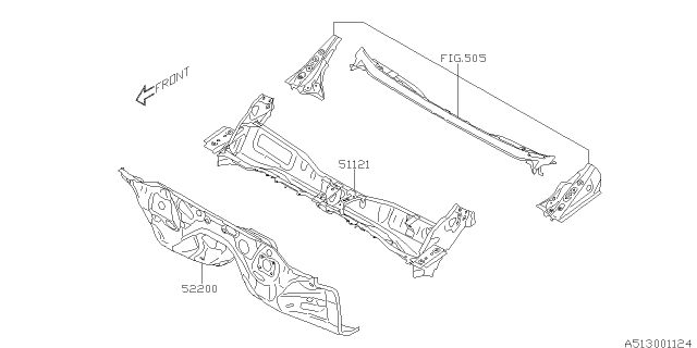 2020 Subaru Impreza Toe Board & Front Panel & Steering Beam Diagram