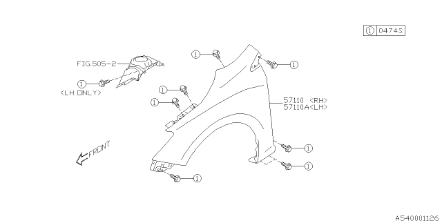 2017 Subaru Impreza Fender Front LH Diagram for 57120FL01A9P