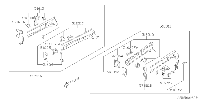 2018 Subaru Impreza Frame Side Ff Sub C Left Diagram for 51629FL03A9P