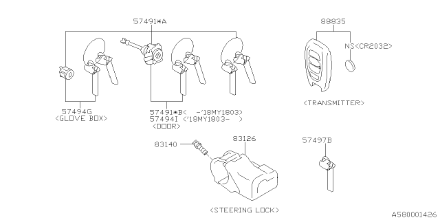 2020 Subaru Impreza Key Kit & Key Lock Diagram 2