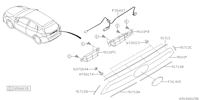 2019 Subaru Impreza Outer Garnish Diagram