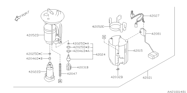 2019 Subaru Impreza Fuel Main Gauge Sending Unit Diagram for 42081FL01A