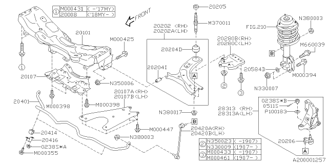 2020 Subaru Impreza Front STABILIZER Link Ass Diagram for 20420FL00A