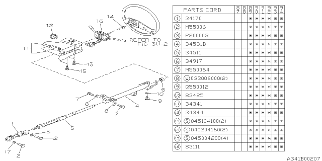 1994 Subaru Justy Steering Column Diagram 3