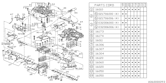 1988 Subaru Justy CARBURETOR Assembly Diagram for 16010KA840
