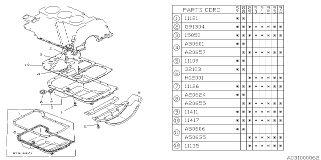 1993 Subaru Justy Oil Pan Diagram 1