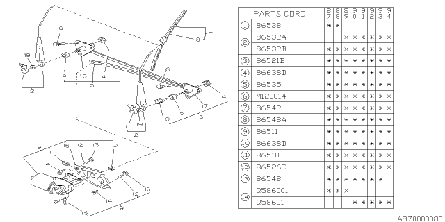 1989 Subaru Justy WIPER Motor Assembly Diagram for 786511530