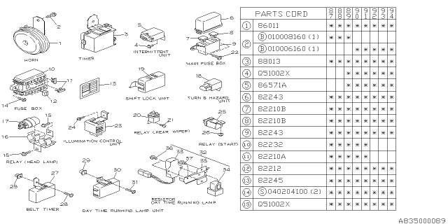 1991 Subaru Justy Low Horn Diagram for 786012920