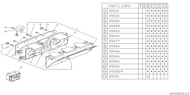 1990 Subaru Justy Speedometer Assembly Diagram for 785044201