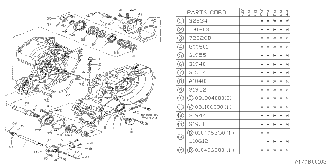 1989 Subaru Justy Automatic Transmission Transfer & Extension Diagram 2