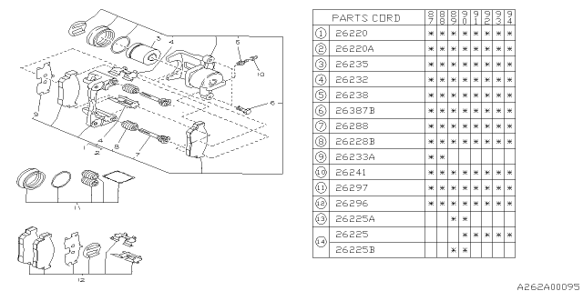 1989 Subaru Justy Disk Brake Seal Kit Diagram for 725193030
