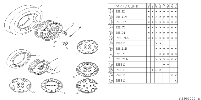 1994 Subaru Justy Disk Wheel Diagram