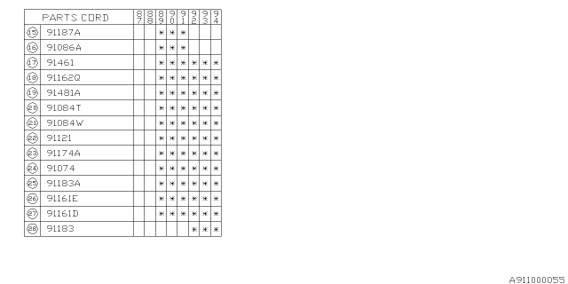 1989 Subaru Justy Front Grille Diagram 2